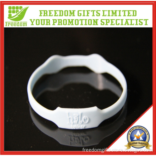 White Customized Shape Thin Silicone Wristband